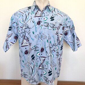 Format - Abstract - Mens Light Blue Short Sleeve Shirt - Size Large